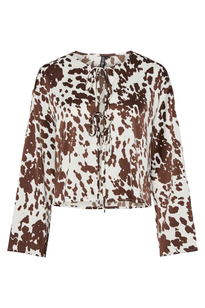 Pieces - Bluse - PC Mari Ls V-Neck Tie Top D2D Dmo - Cloud Dancer 