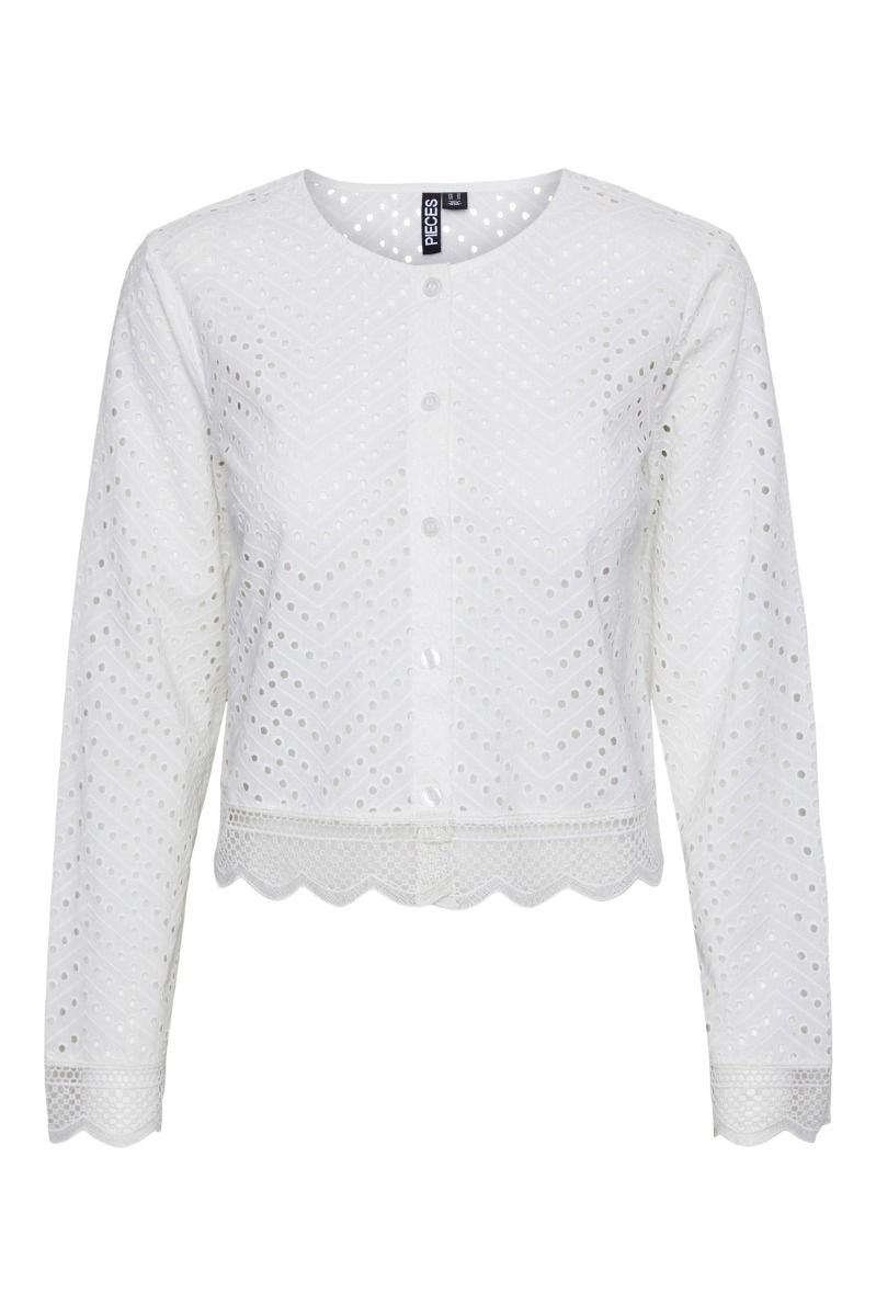 Pieces - Skjorte - PC Narisma Ls Shirt - Cloud Dancer