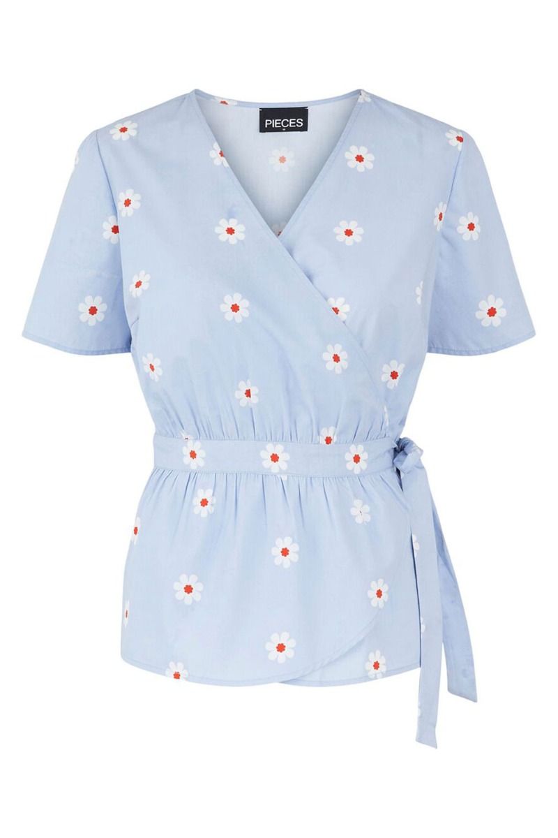 Pieces - Bluse - PC Nikki SS Wrap Top - Kentucky Blue
