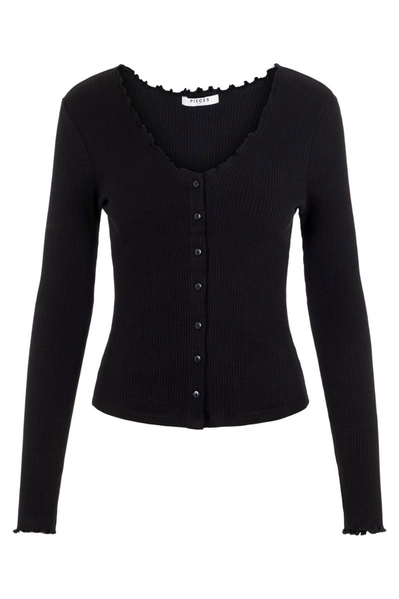 Pieces - Bluse - PC Nukisa LS Cardigan - Black