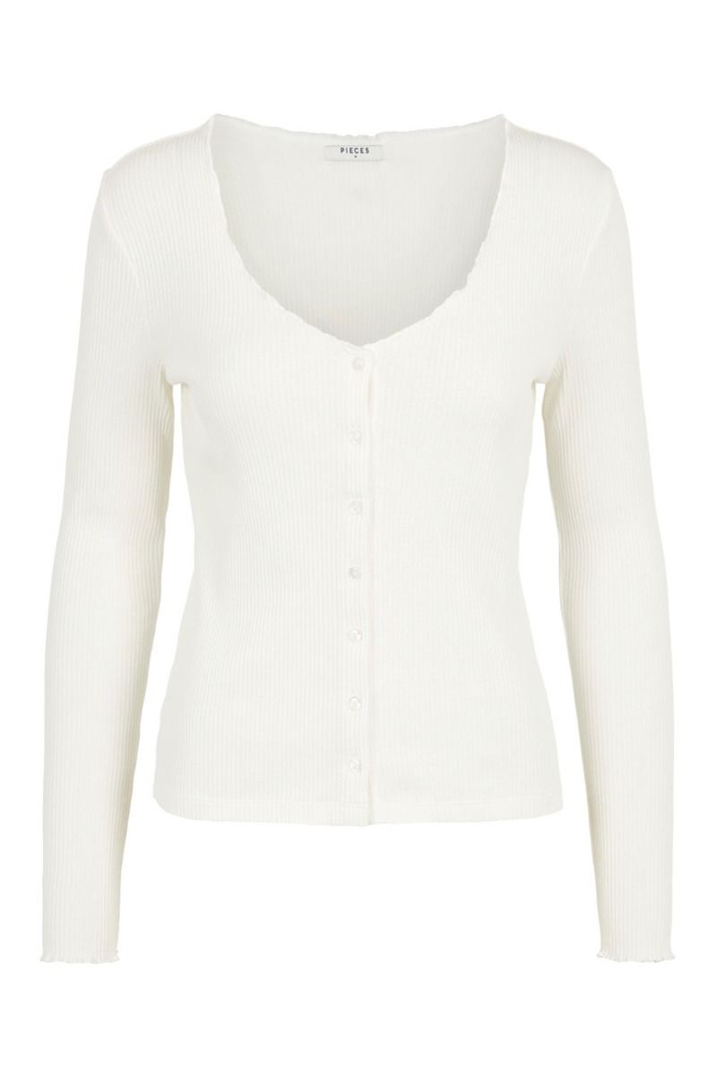 Pieces - Bluse - PC Nukisa LS Cardigan - Cloud Dancer