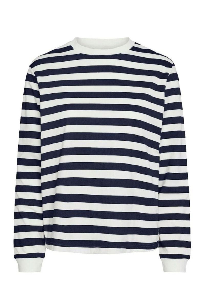 Pieces - Bluse - PC Puk LS Tee - Cloud Dancer/Maritime