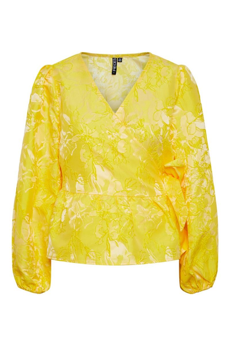 Pieces - Bluse - PC Aviona LS Wrap Top - Pale Banana - Ditte Estrup