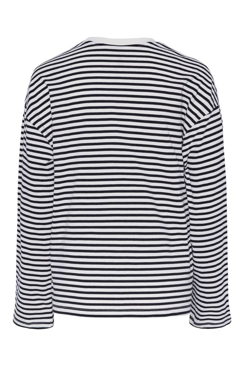 Pieces - Bluse - PC Sadie LS Top - Cloud Dancer/Black