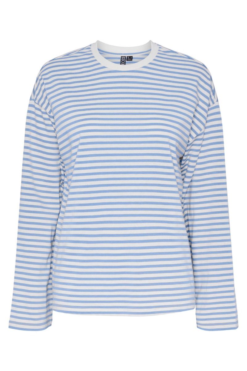 Pieces - Bluse - PC Sadie LS Top - Cloud Dancer/Hydrangea