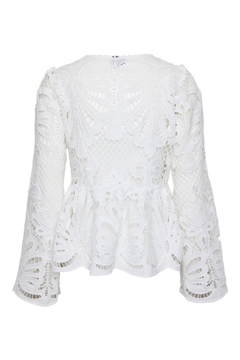 Pieces - Bluse - PC Winsta Ls V-Neck Top - Bright White