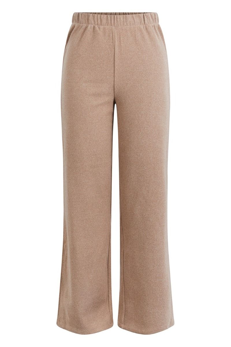 Pieces - Bukser - PC Flex HW Fleece Wide Pant - Fossil Melange