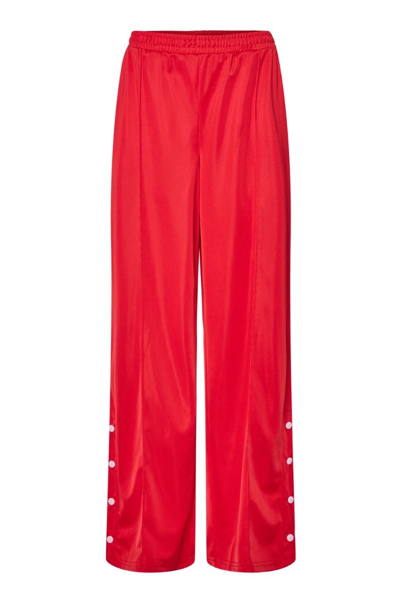 Pieces - Bukser - PC Grace Mw Button Pants AU24 - High Risk Red (Levering slut august)