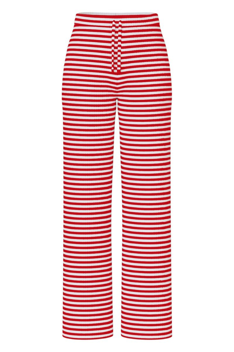 Pieces - Bukser - PC Laya Mw Wide Pants - Bright White/High Risk Red
