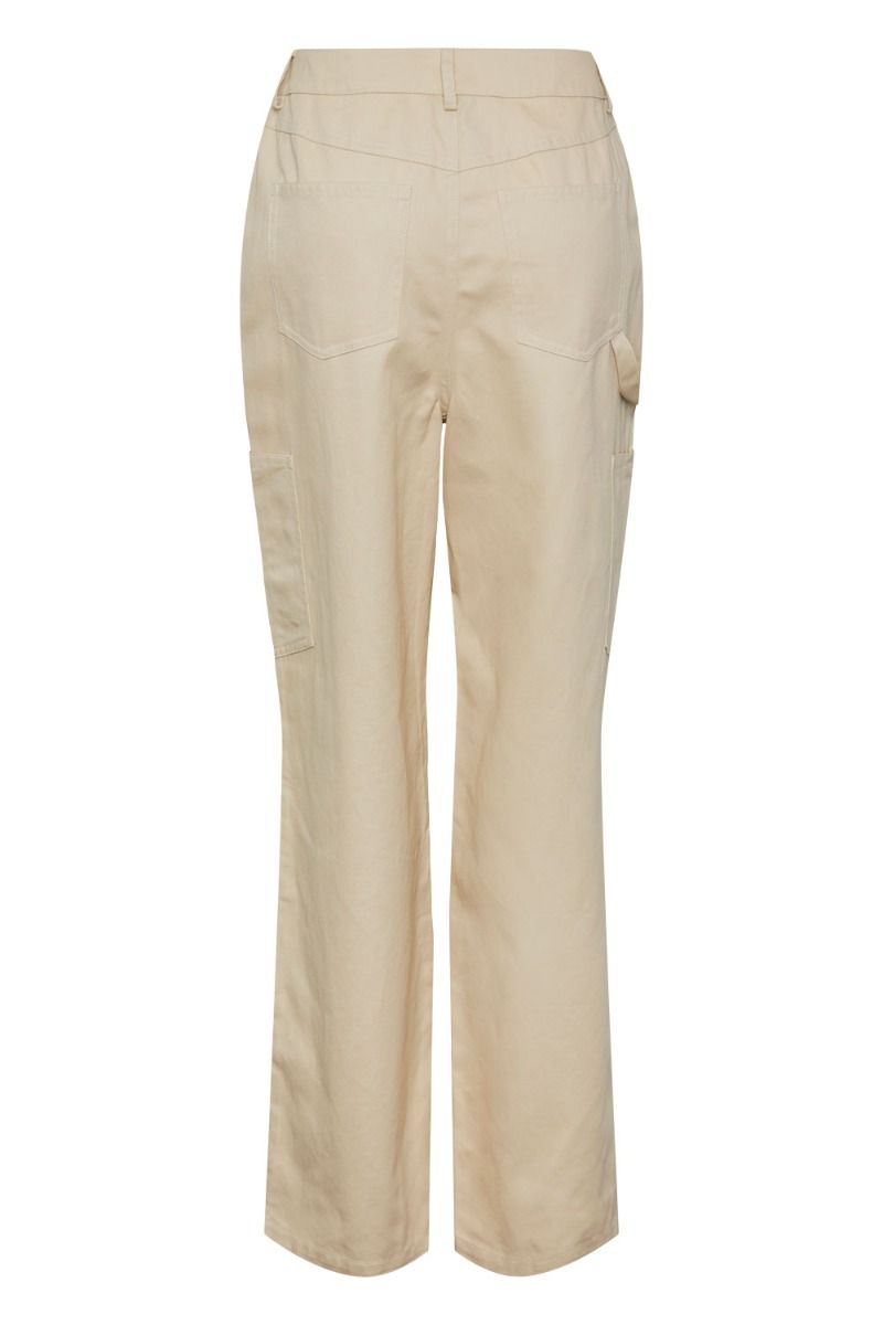 Pieces - Bukser - PC Ofelia HW Wide Cargo Pants - White Pepper