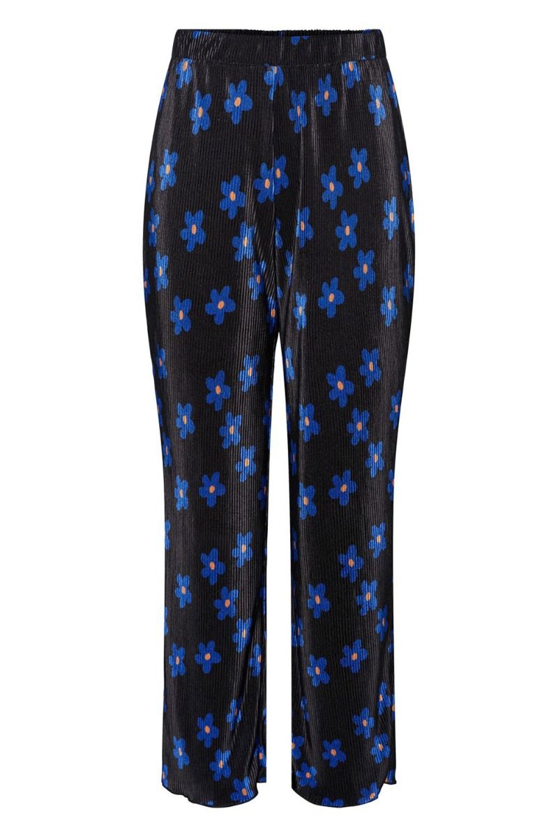 Pieces - Bukser - PC Orine HW Plissé Pants - Black/Flowers