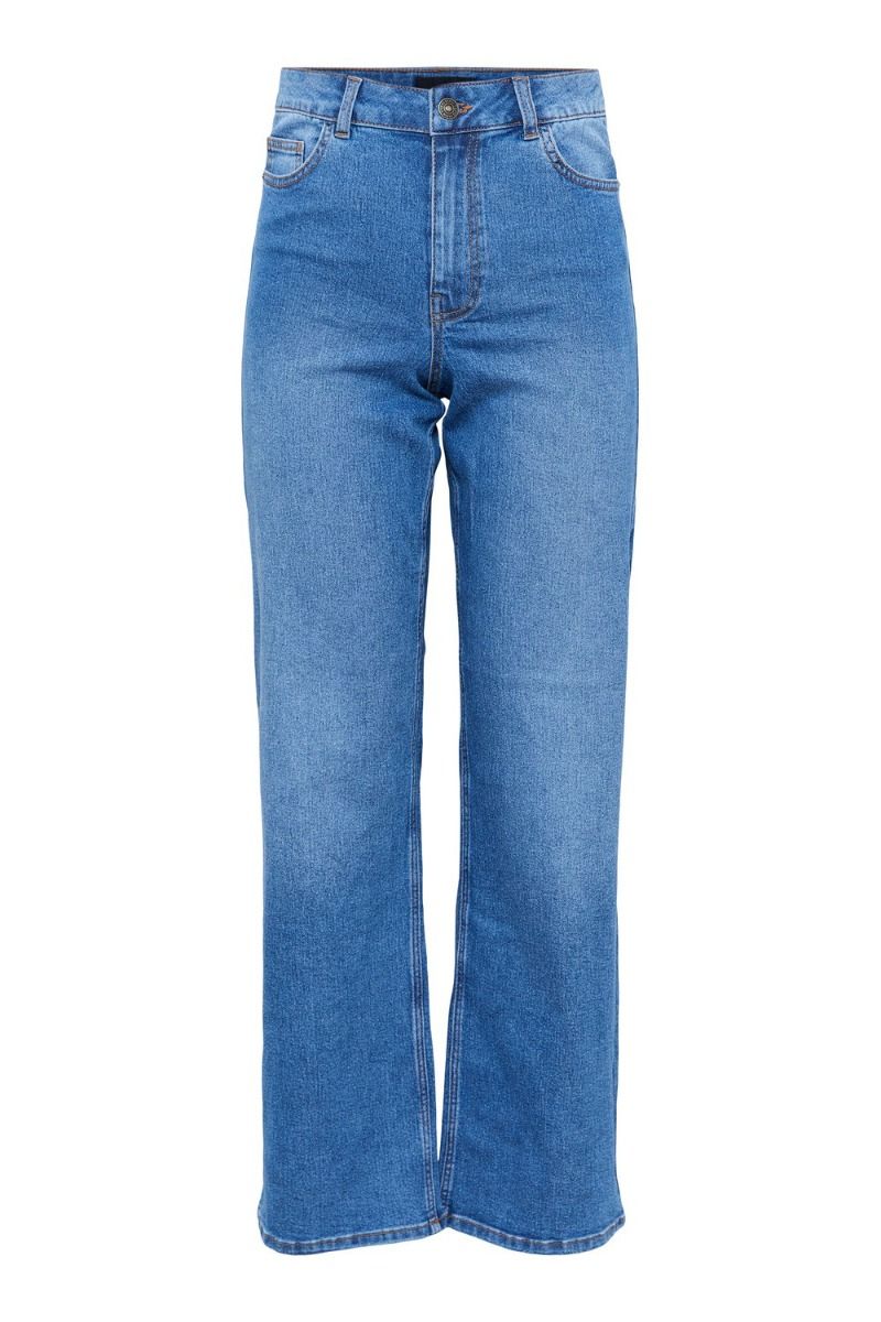Pieces - Bukser - PC Peggy HW Wide Pants - Medium Blue Denim