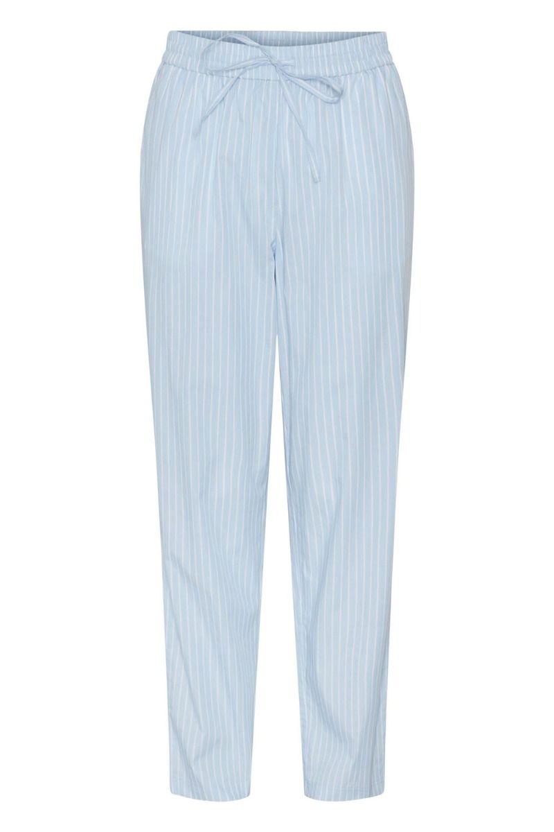Pieces - Bukser - PC Penny HW Ankle Pants - Airy Blue Bright white