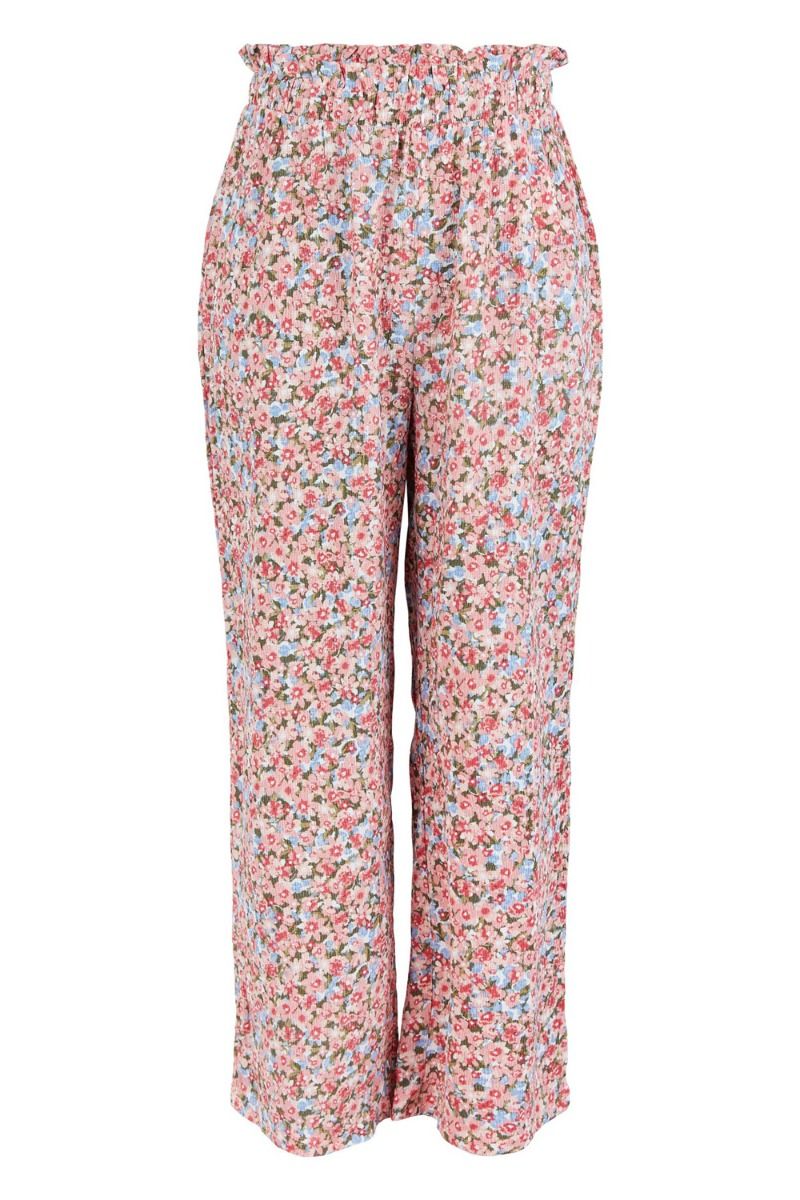 Pieces - Bukser - PC Selina HW Pants - Strawberry Pink/Small Flower