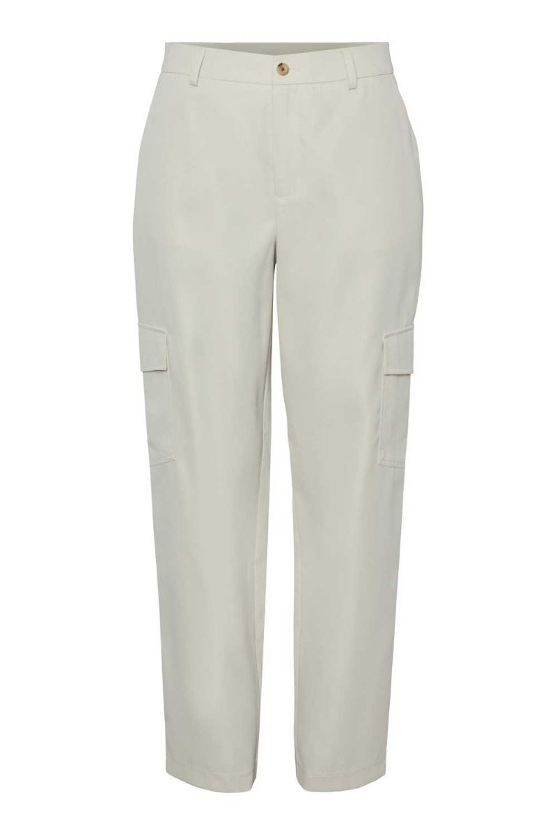 Pieces - Bukser - PC Sille HW Sille Cargo Pant - White Pepper