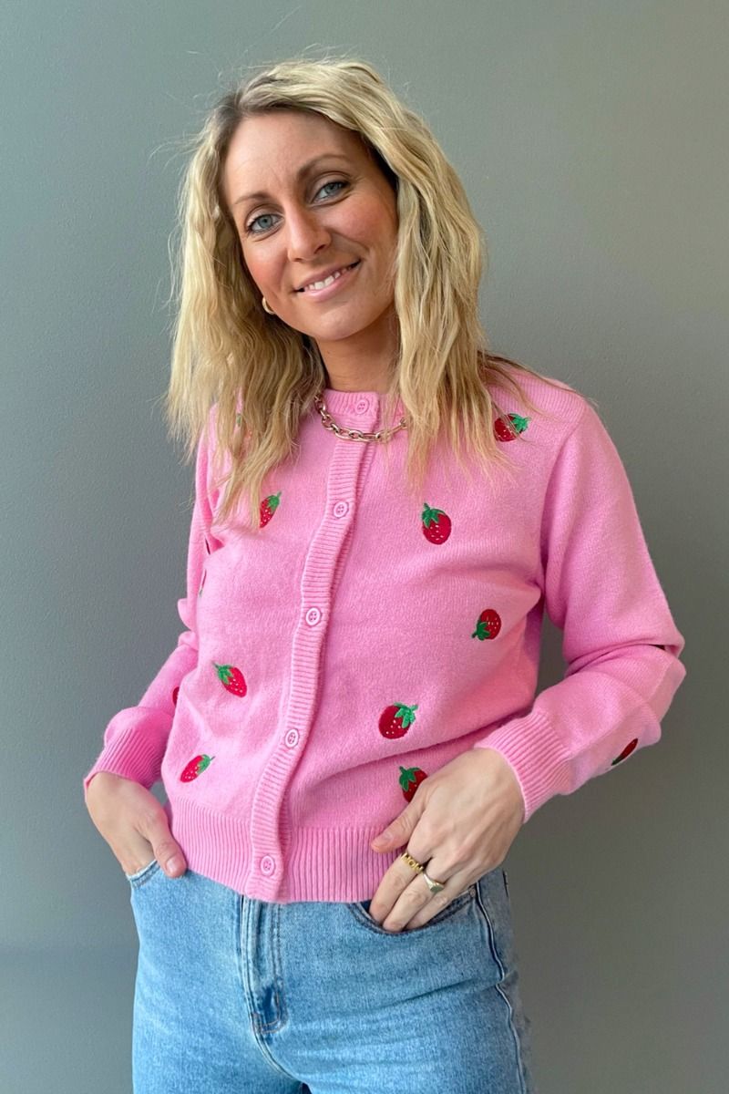 Pieces - Cardigan - Fruit LS Knit - Prism Pink