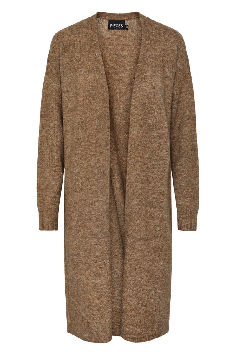 ❤︎ Pieces - Cardigan - PC Juliana LS Long Knit Cardigan - Fossil