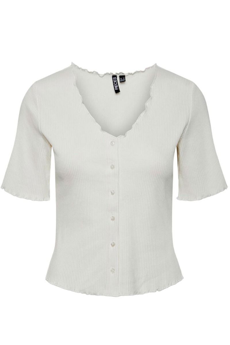 Pieces - Cardigan - PC Nukisa SS Cardigan - Cloud Dancer