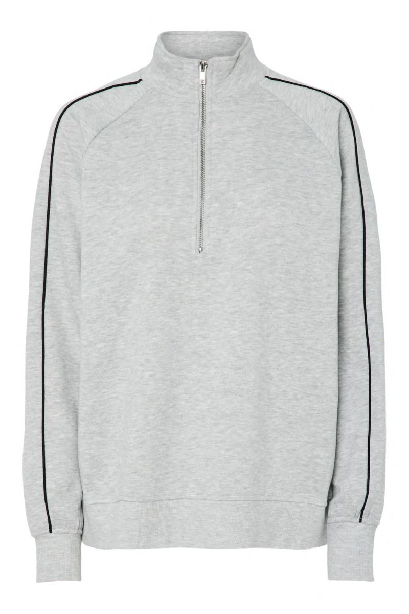 Pieces - Sweat - Pc Chilli Ls Halfzip Sweat - Light Grey Melange