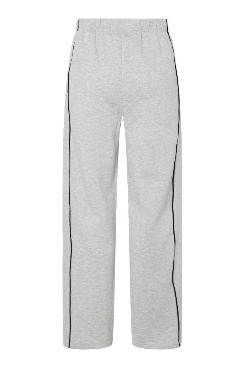 Pieces - Bukser - Pc Chilli Hw Wide Sweatpants - Light Grey Melange/Black Stripe