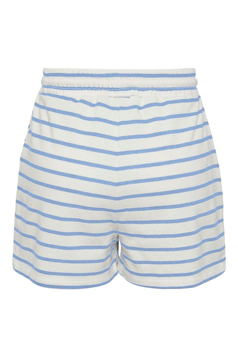 Pieces - Shorts - PC Chilli Summer Hw Shorts Stripe - Cloud Dancer/Light Blue