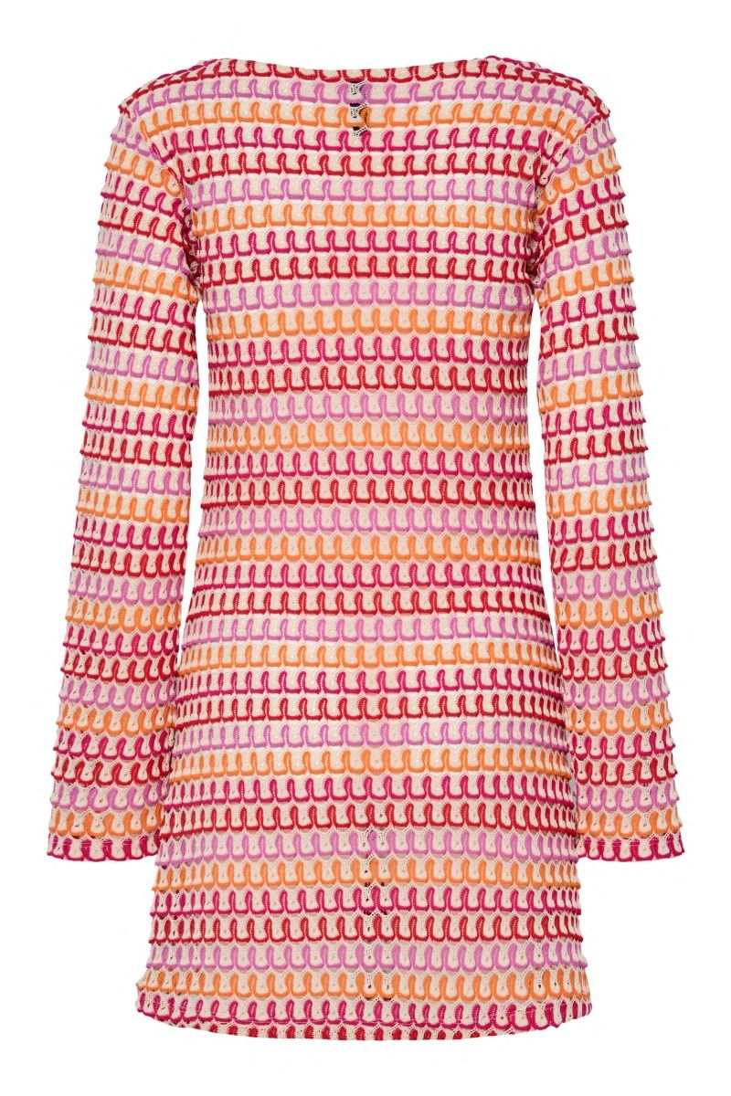 Pieces - Kjole - Danni Ls Short Crochet Dress - Cloud Cream