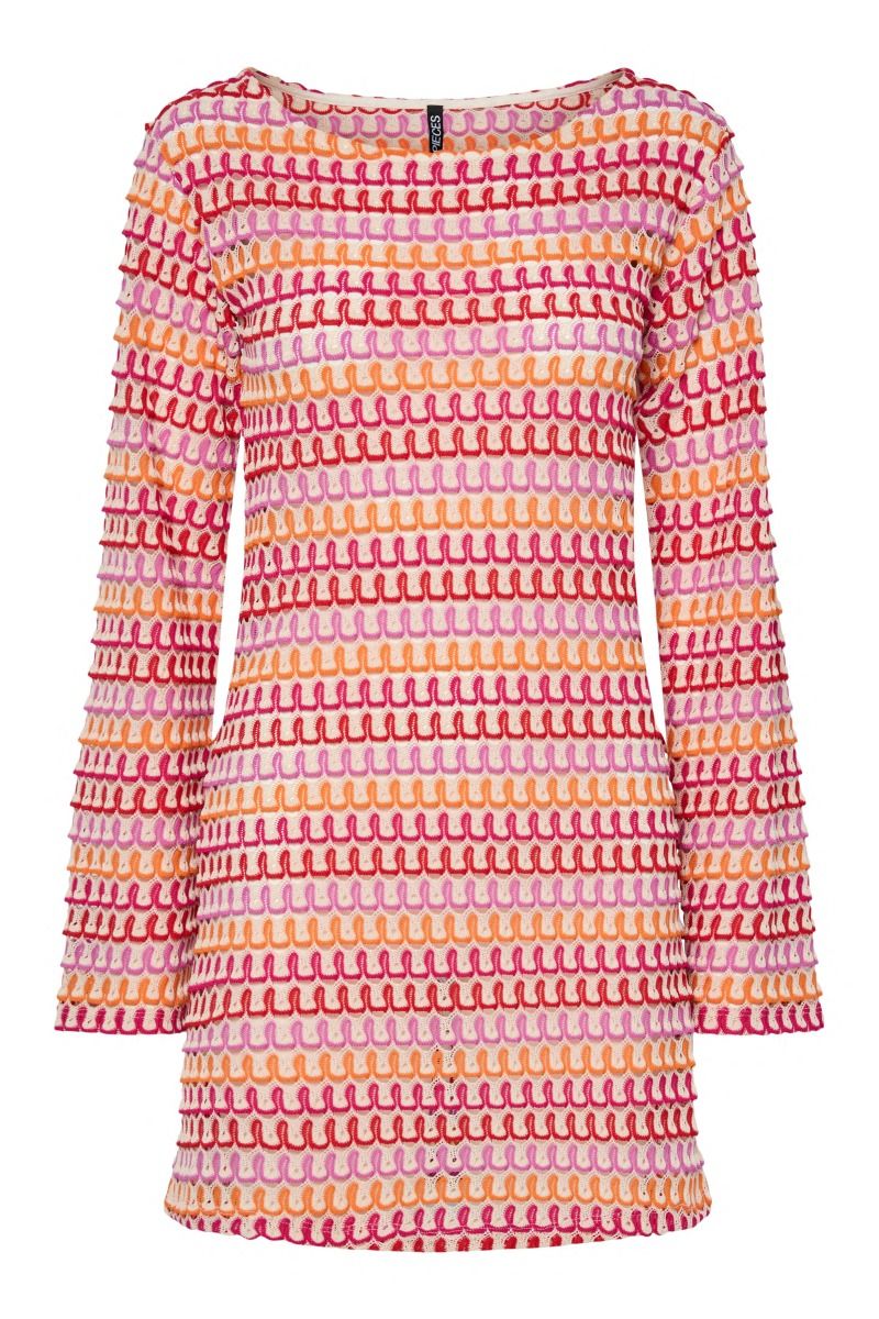 Pieces - Kjole - Danni Ls Short Crochet Dress - Cloud Cream