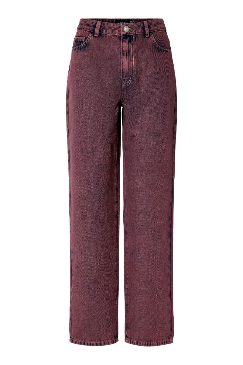 Pieces - Jeans - Dria Hw Straight Denim Pants - Tawny Port