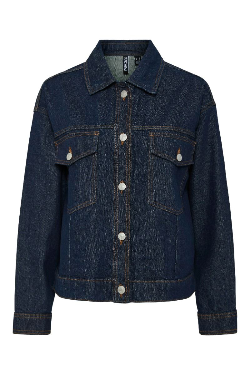 Pieces - Jakke - Elma Denim Jacket - Dark Blue Denim/Rinse Wash