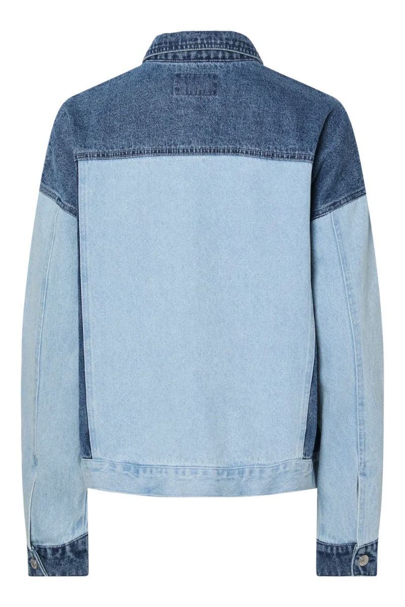 Pieces - Jakke - Pc Famy Ls Loose Denim Shirt - Light Blue Denim