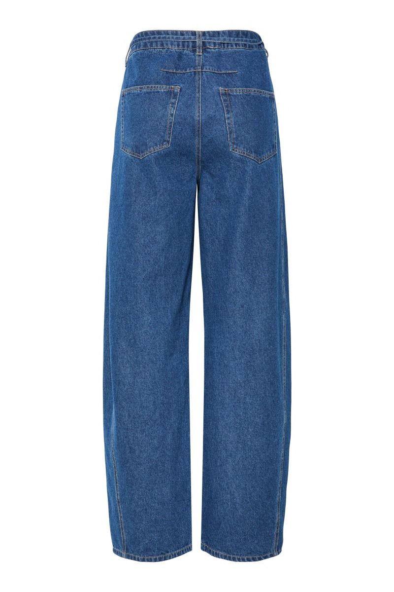 Pieces - Jeans - Fenna MW Tie Barrel Jeans - Dark Blue Denim