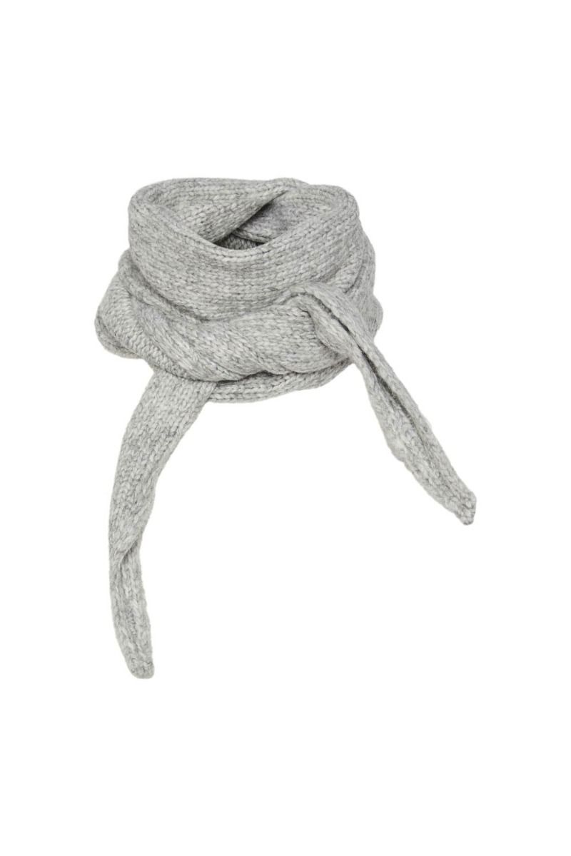 Pieces - Halstørlæde - PC Lullu Mini Knit Scarf - Grey Melange