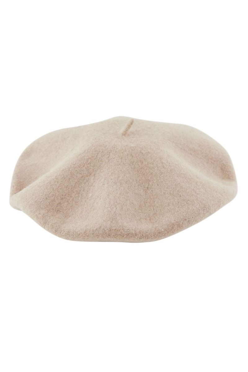 Pieces - Hat - PC French Wool Beret - Silver Mink