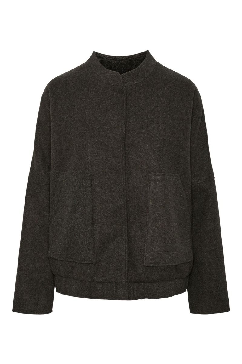 Pieces - Jakke - PC Augusta LS Bomber Jacket - Dark Grey Melange