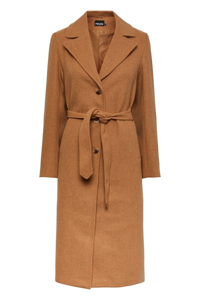 Pieces - Jakke - PC Josie Wool Coat - Toasted Coconut