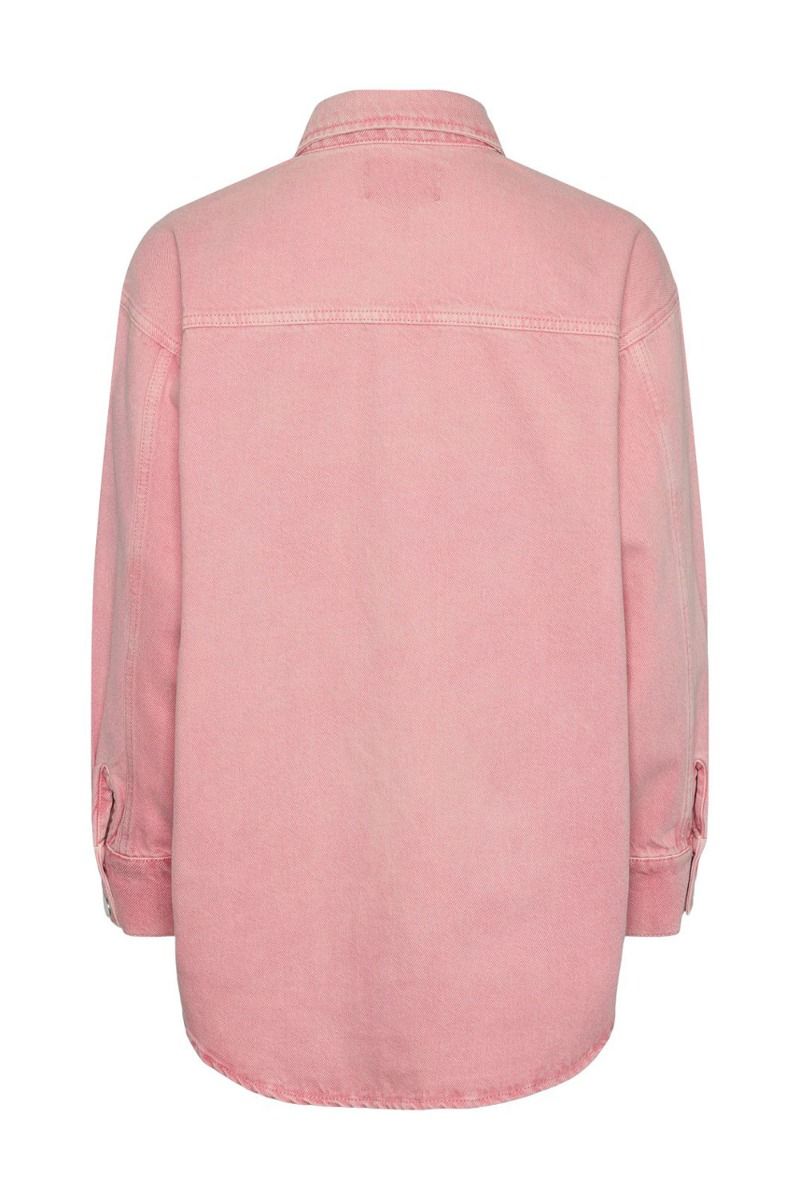 Pieces - Jakke - PC Fria LS Denim Shirt - Candy Pink Washed