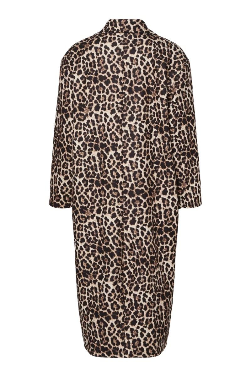Pieces - Jakke - PC Savannah LS Long Leo Coat - Black/Leo