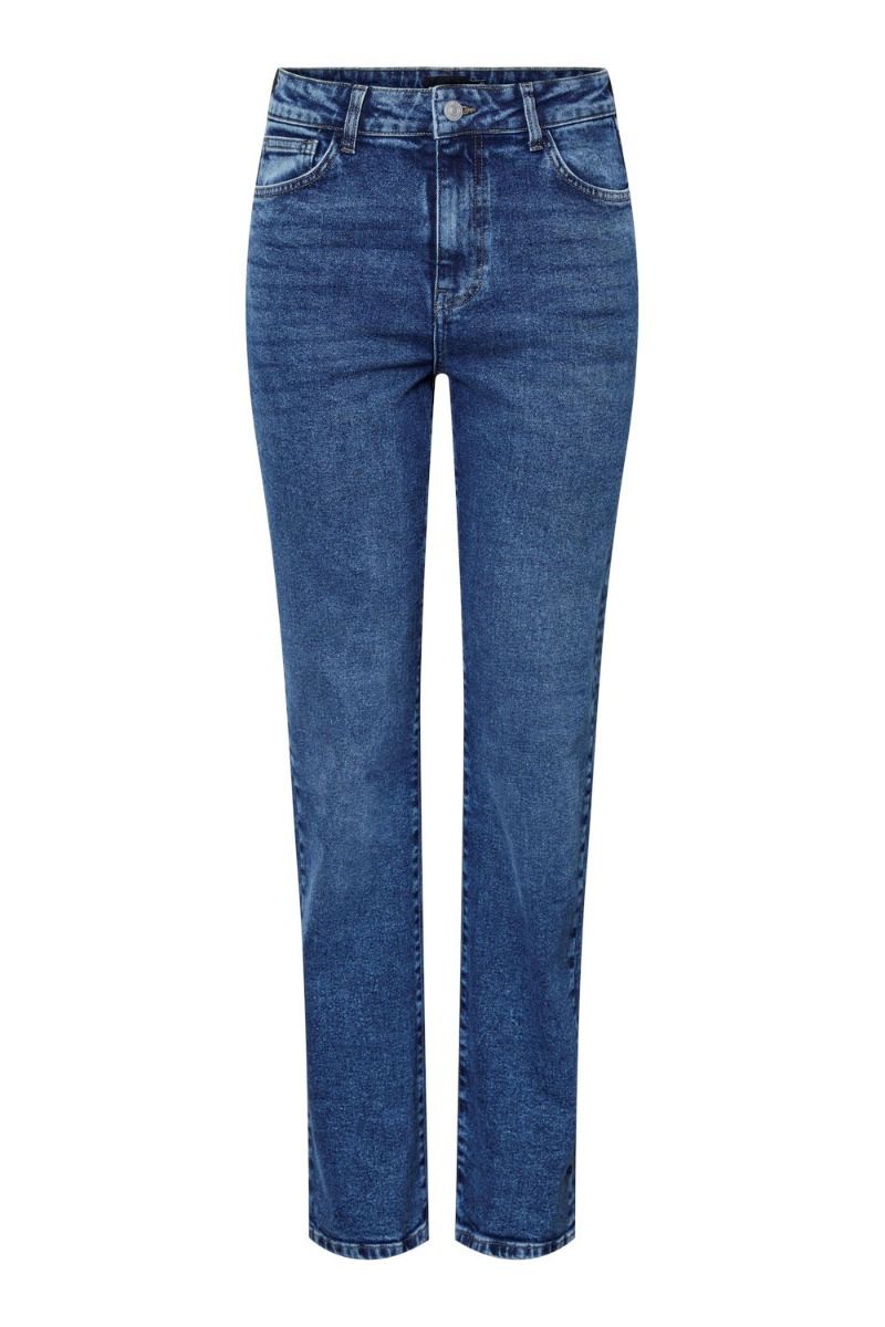 Pieces - Jeans - PC Kelly HW Straight Jeans - Medium Blue Denim