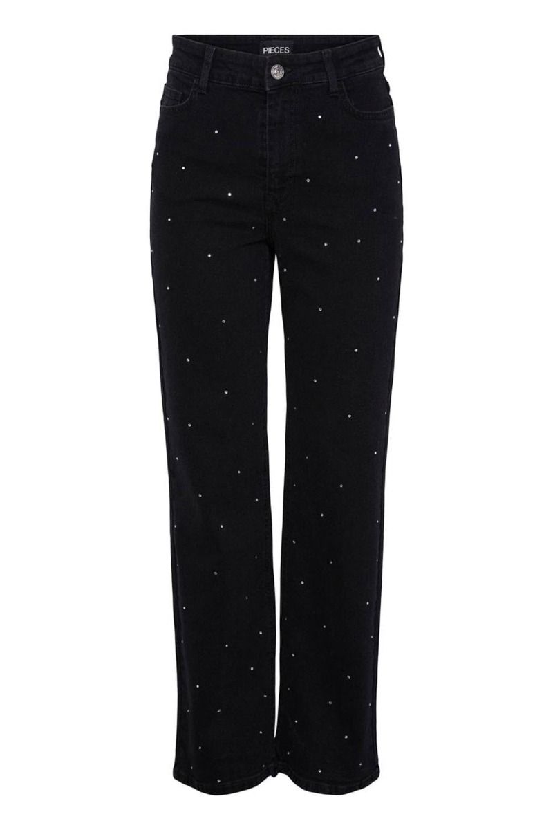 Pieces - Jeans - PC Siffi HW Wide Rhinestone Jeans - Black