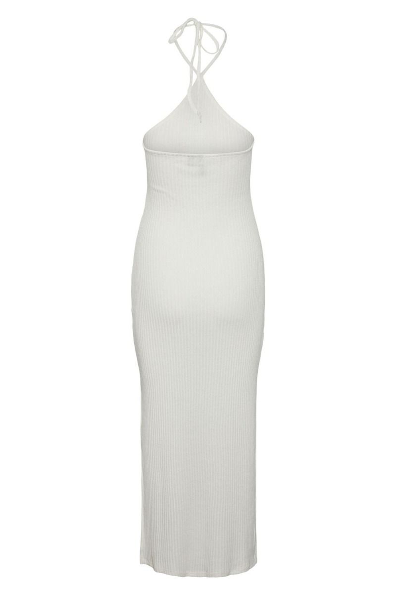 Pieces - Kjole - PC Alicia Sl Long Halter Neck Dress - Cloud Dancer