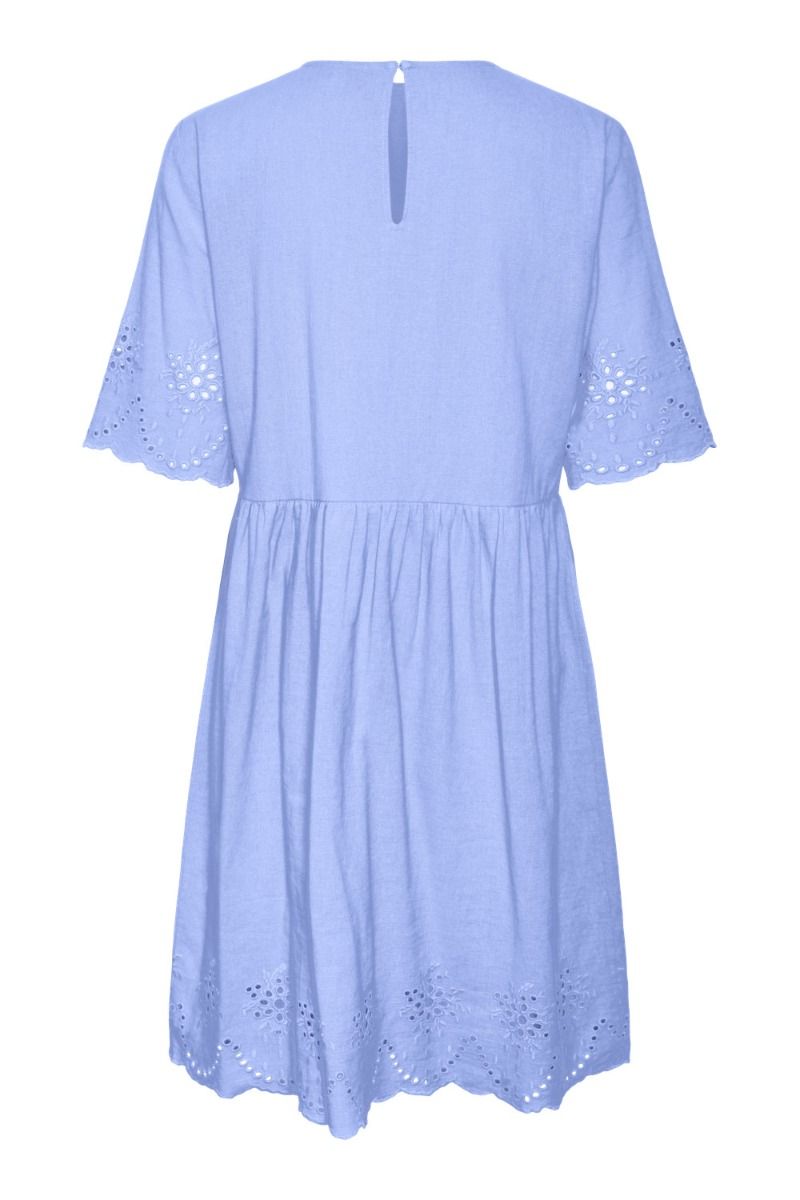 Pieces - Kjole - PC Almina 2/4 Embroidery Dress - Hydrangea