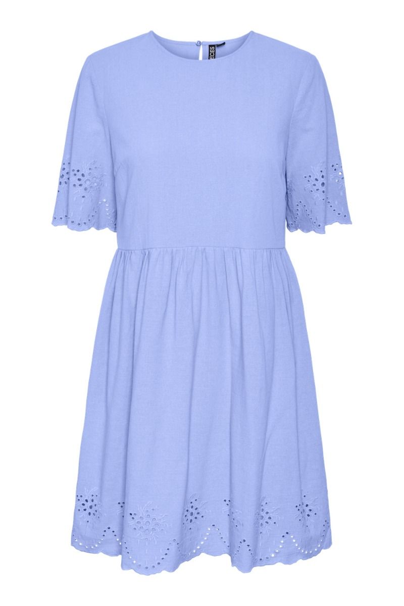 Pieces - Kjole - PC Almina 2/4 Embroidery Dress - Hydrangea