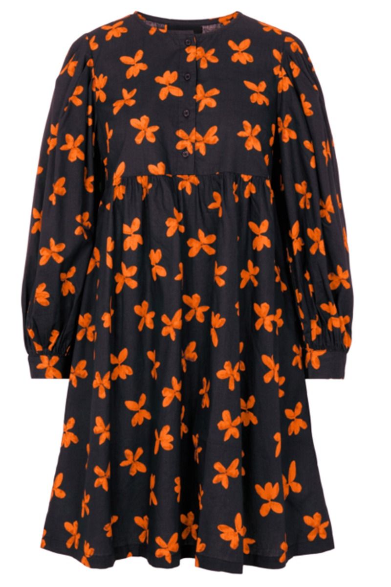Pieces - Kjole - Alona Dress - Black w/ Orange