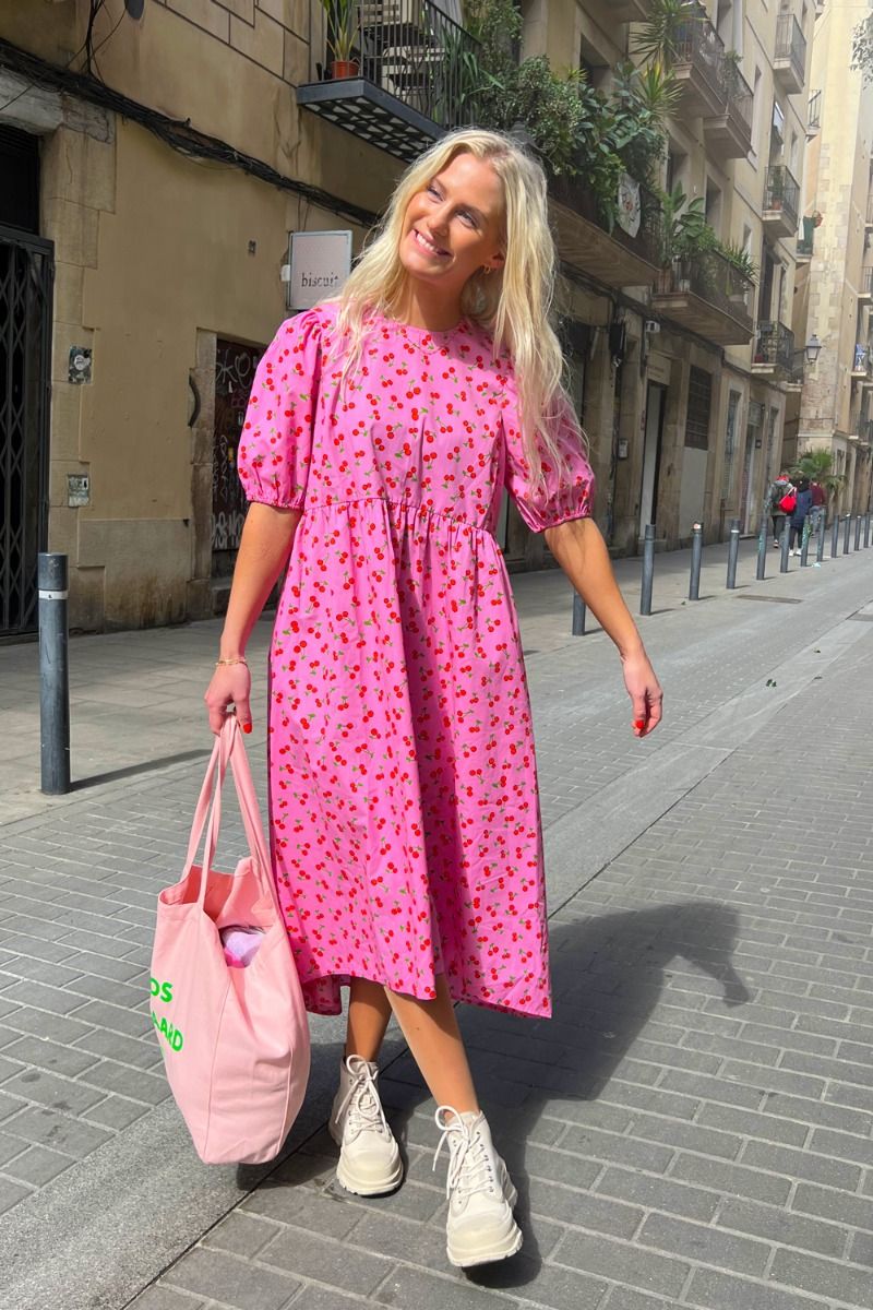 Pieces - Kjole - Berry 2/4 Midi Dress - Prism Pink