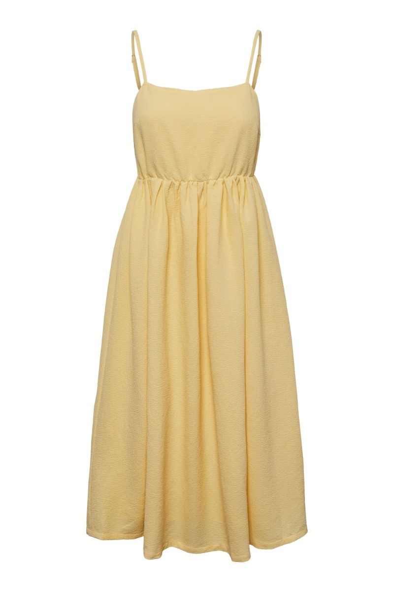 Pieces - Kjole - PC Bianca Midi Strap Dress - Mellow Yellow