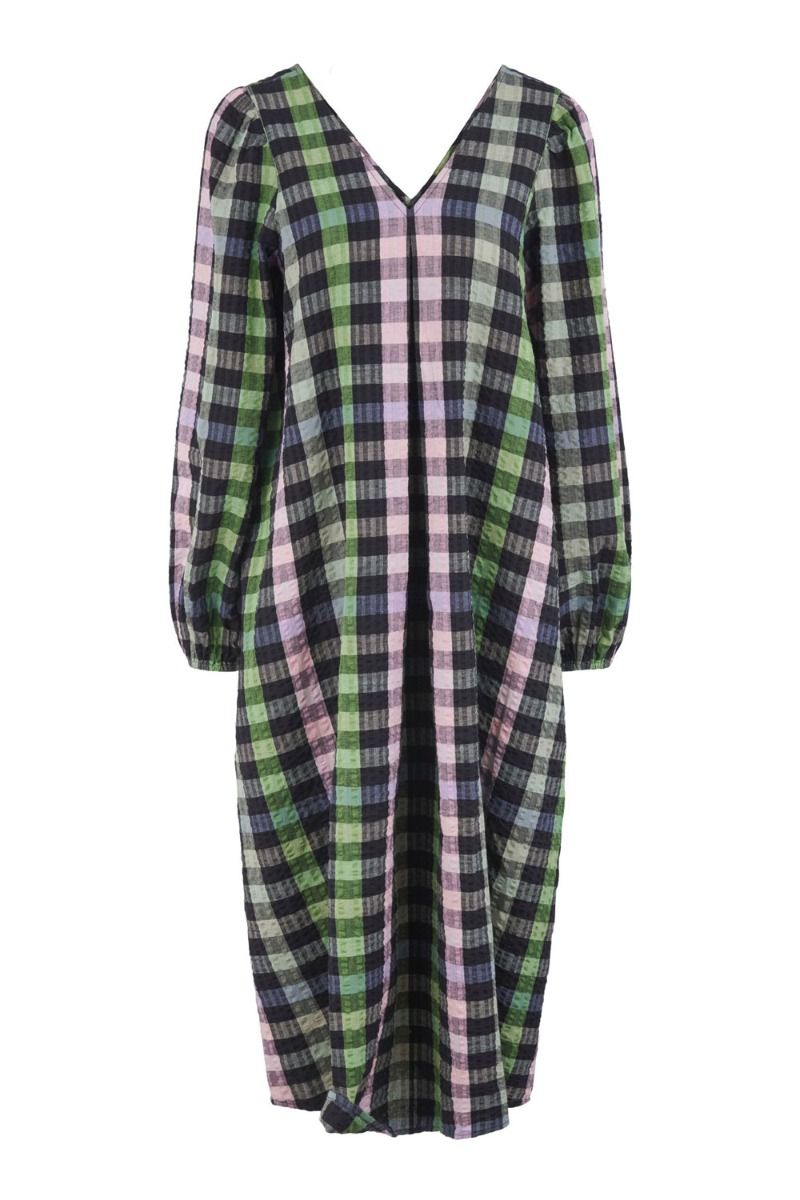 Pieces - Kjole - PC Bursa LS Midi Dress - Black Checks/Multi