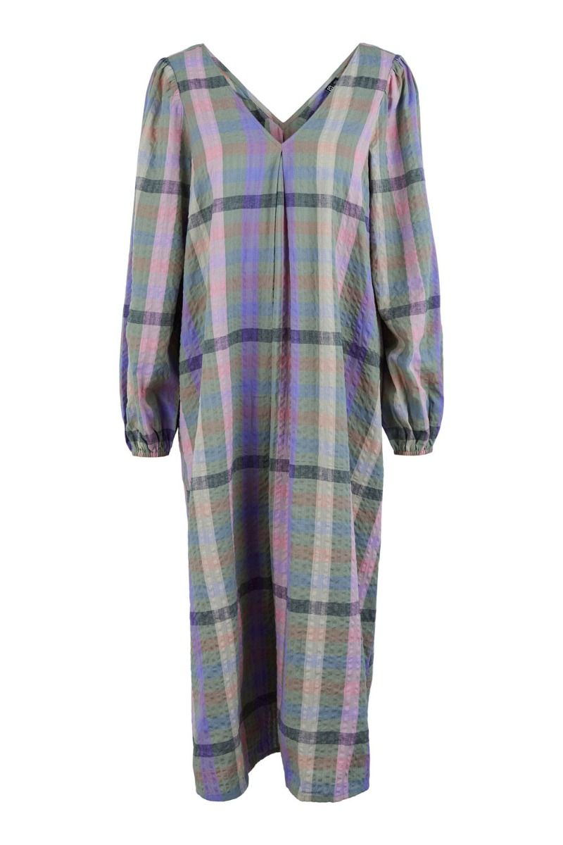 Pieces - Kjole - PC Bursa LS Midi Dress - Slate Gray Checks/Multi