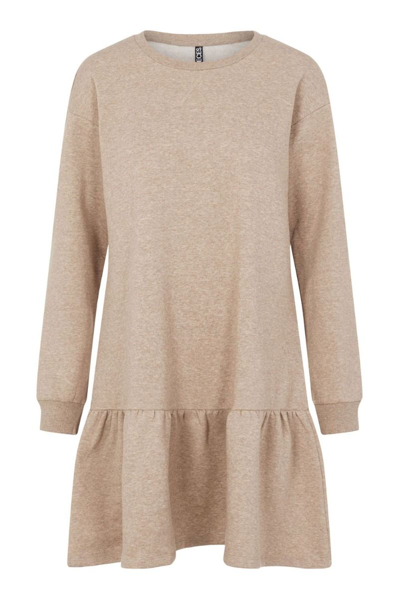 Pieces - Kjole - PC Chilli LS Flounce Dress - Silver Mink