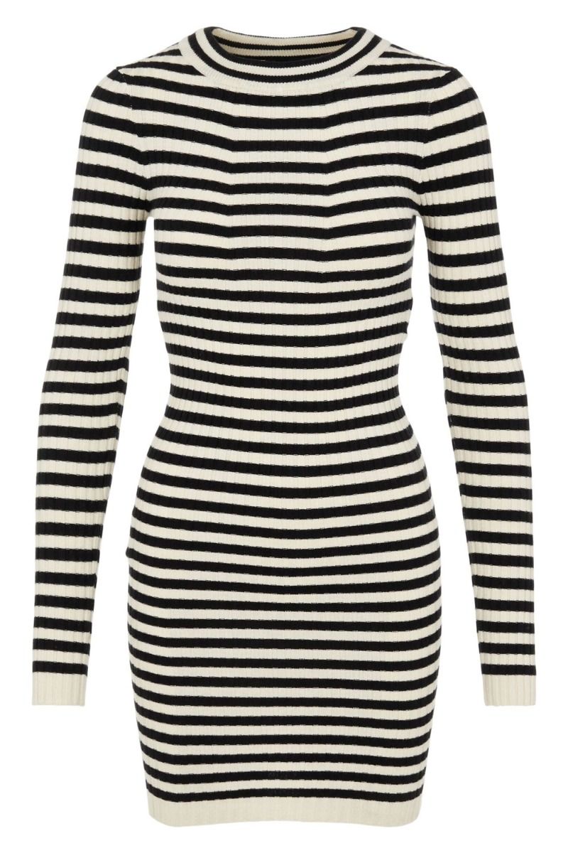 Pieces - Kjole - PC Crista LS O-Neck Dress - Black/With Birch