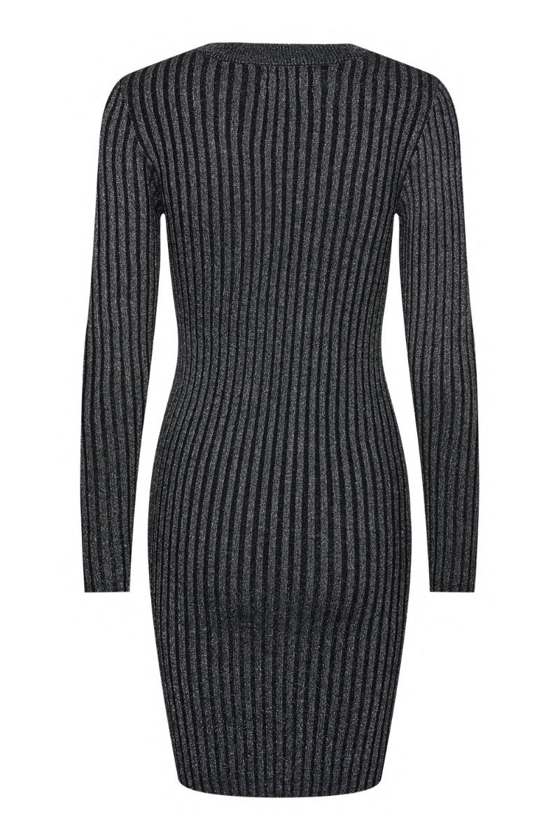 Pieces - Kjole - Pc Crista Ls Lurex O-Neck Knit Dress - Black
